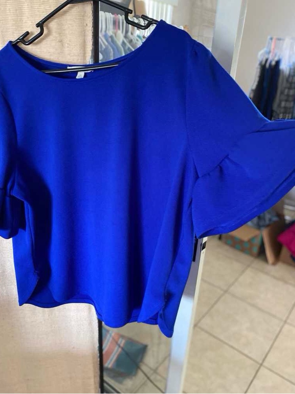 Bell Sleeve Women's Blouse in Royal Blue
